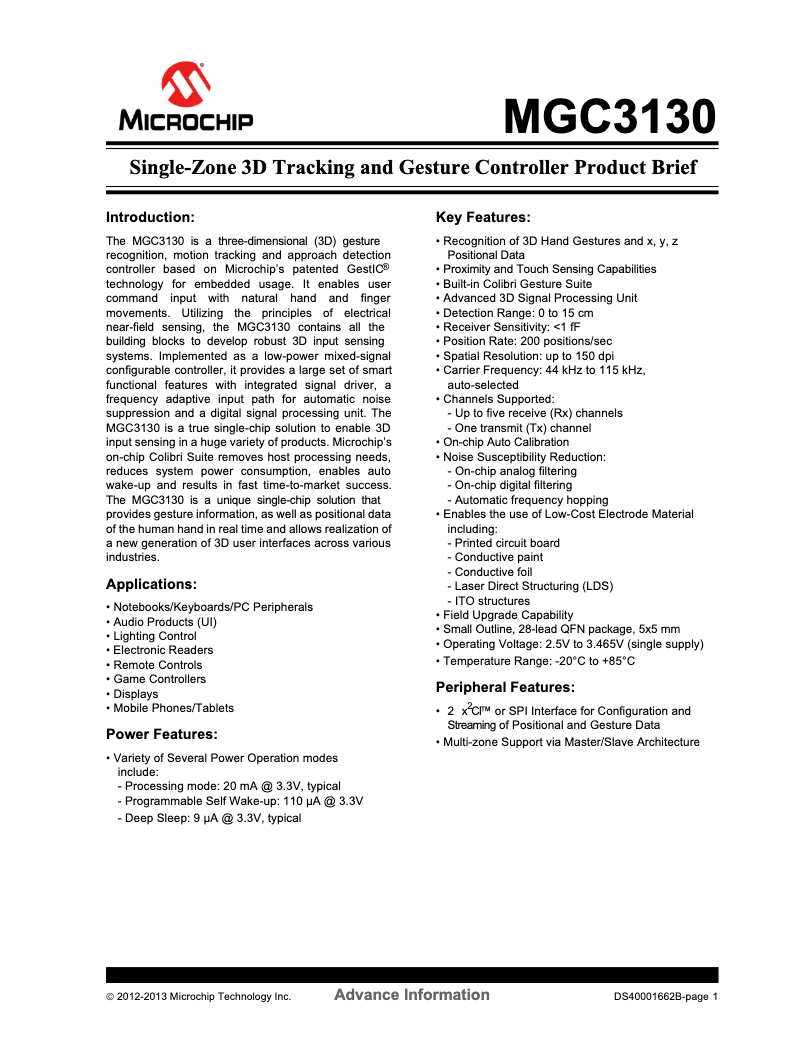 Imagen de la primera página del manual del dispositivo MGC3130