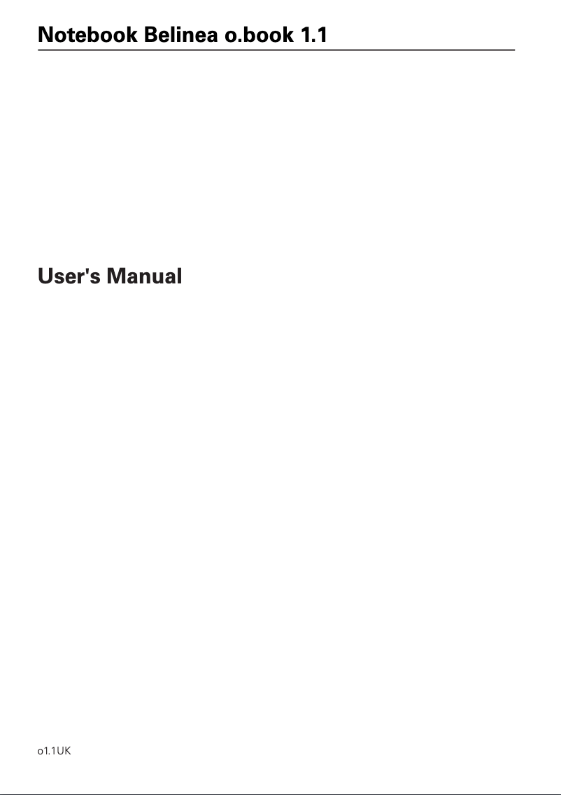 Page n°1 - Manuel utilisateur Belinea O.book 1.1