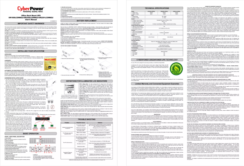 Page 1 de la notice Manuel utilisateur CyberPower OR2200LCDRM2U