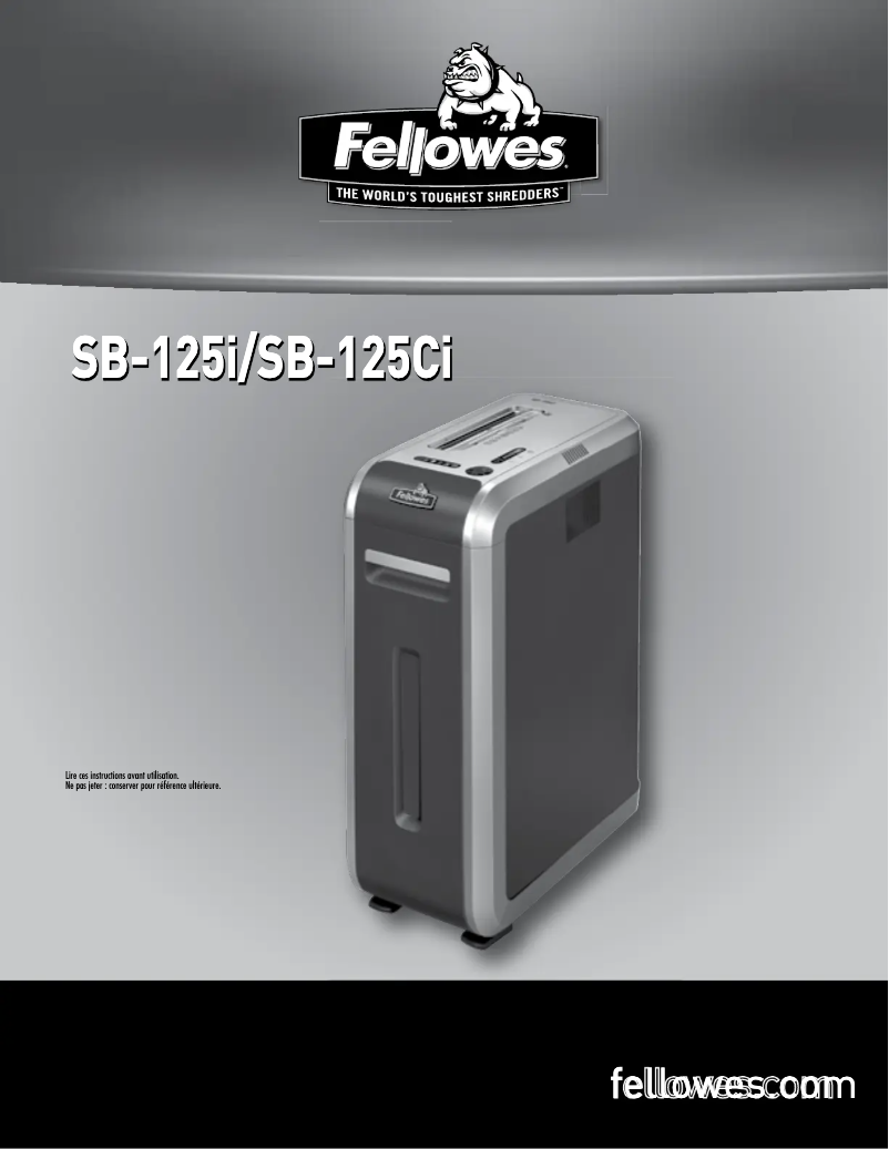 Page n°1 - Manuel utilisateur Fellowes IntelliShred SB-125Ci