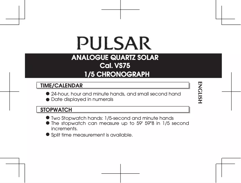 Página 1 del manual Manual de usuario Pulsar VS75
