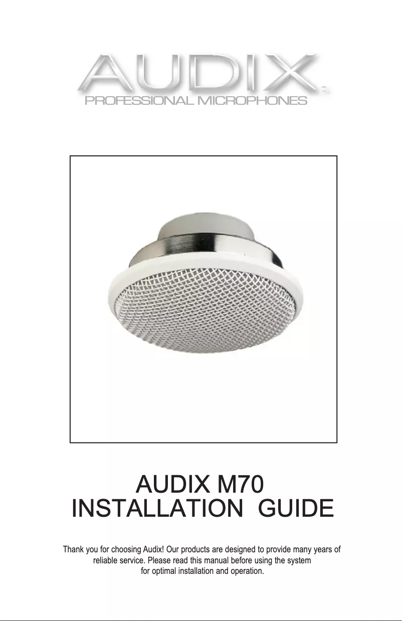 Page n°1 - Manuel utilisateur Audix M70