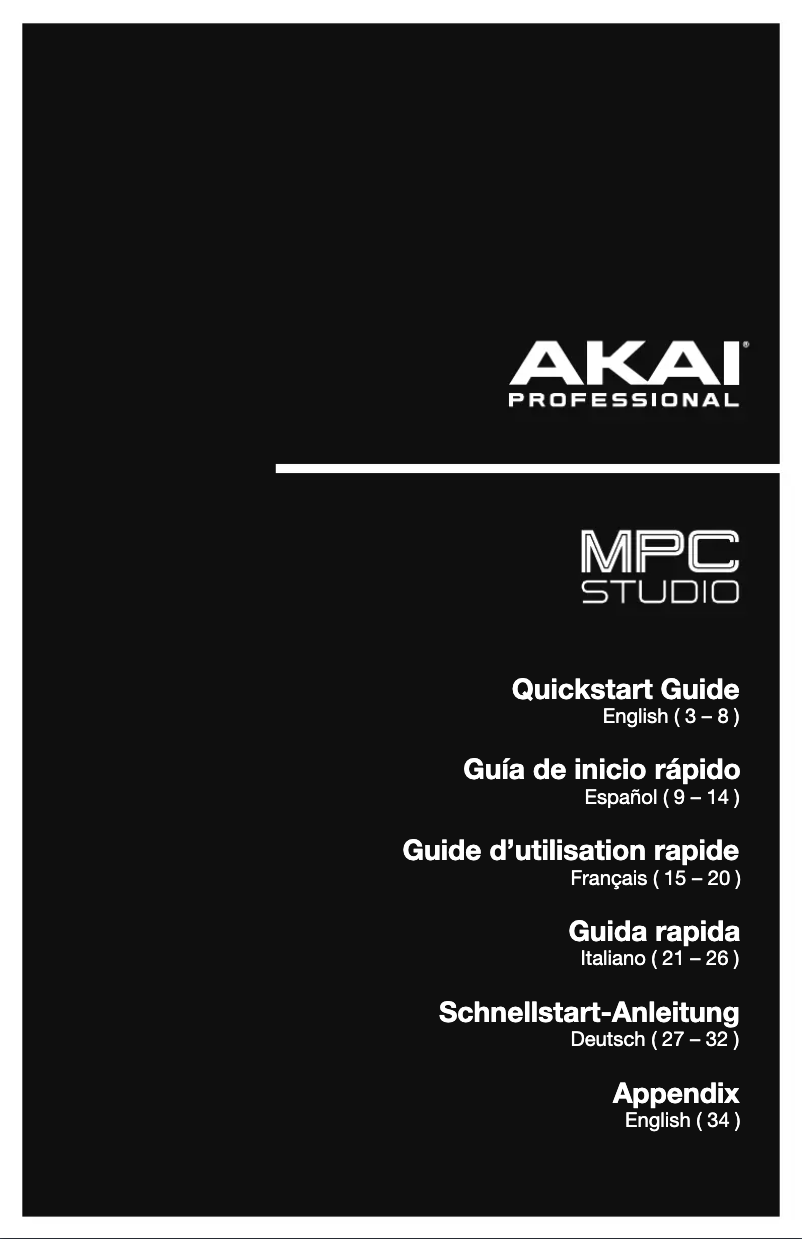 Imagen de la primera página del manual del dispositivo MPC Studio