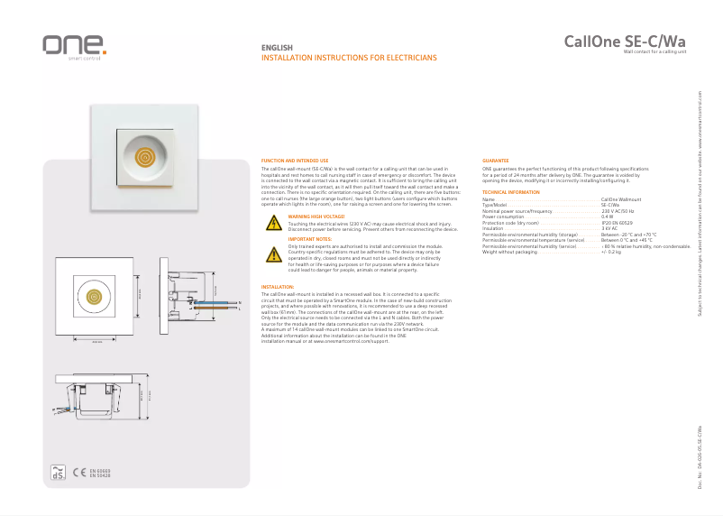 Image de la première page du manuel de l'appareil SE-C/Wa