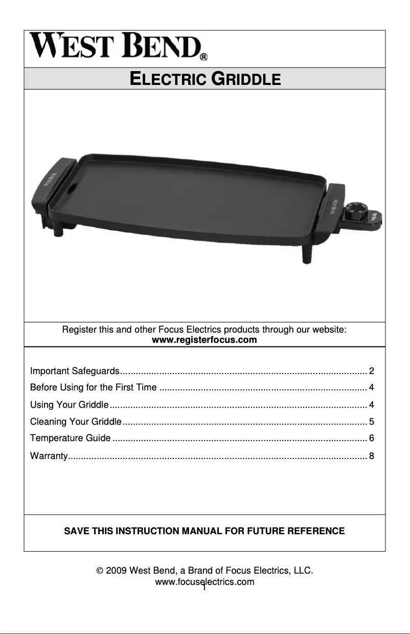 Page n°1 - Manuel utilisateur Focus Electrics 76225