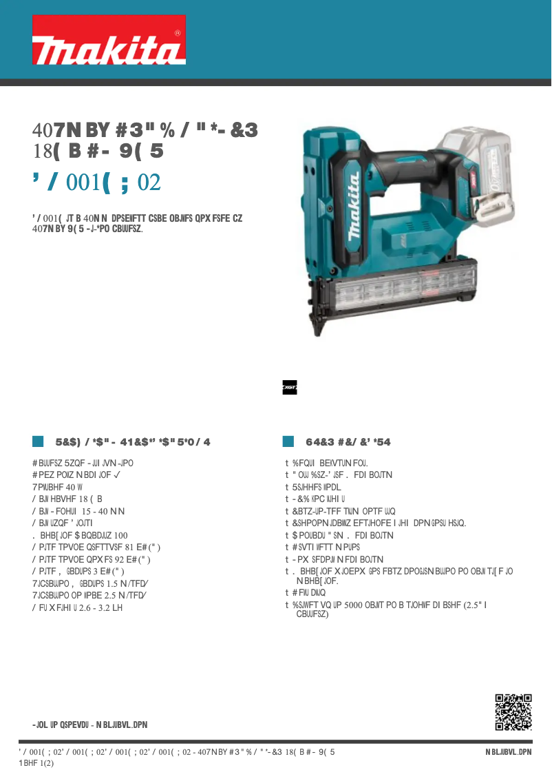 Page n°1 - Fiche technique Makita FN001GZ02