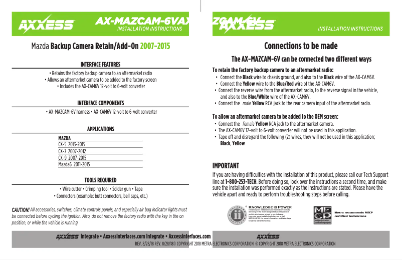 Image de la première page du manuel de l'appareil AX-MAZCAM-6V