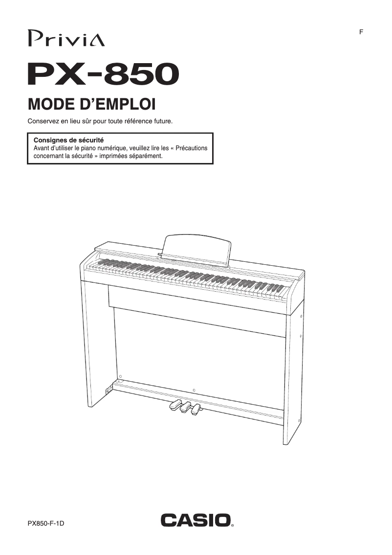 Image de la première page du manuel de l'appareil Privia PX-850