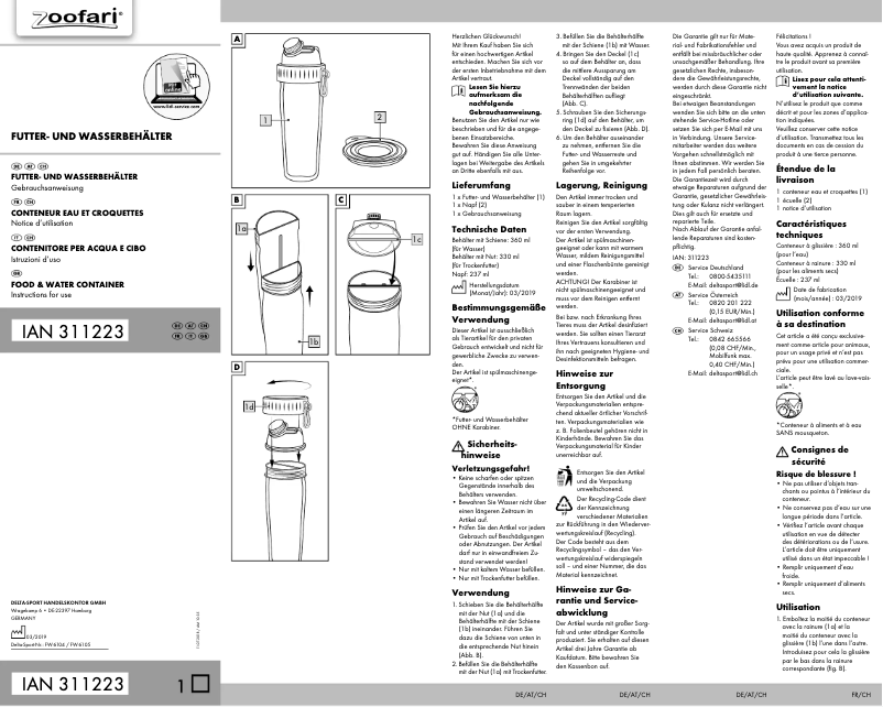 Page 1 de la notice Manuel utilisateur Zoofari IAN 311223