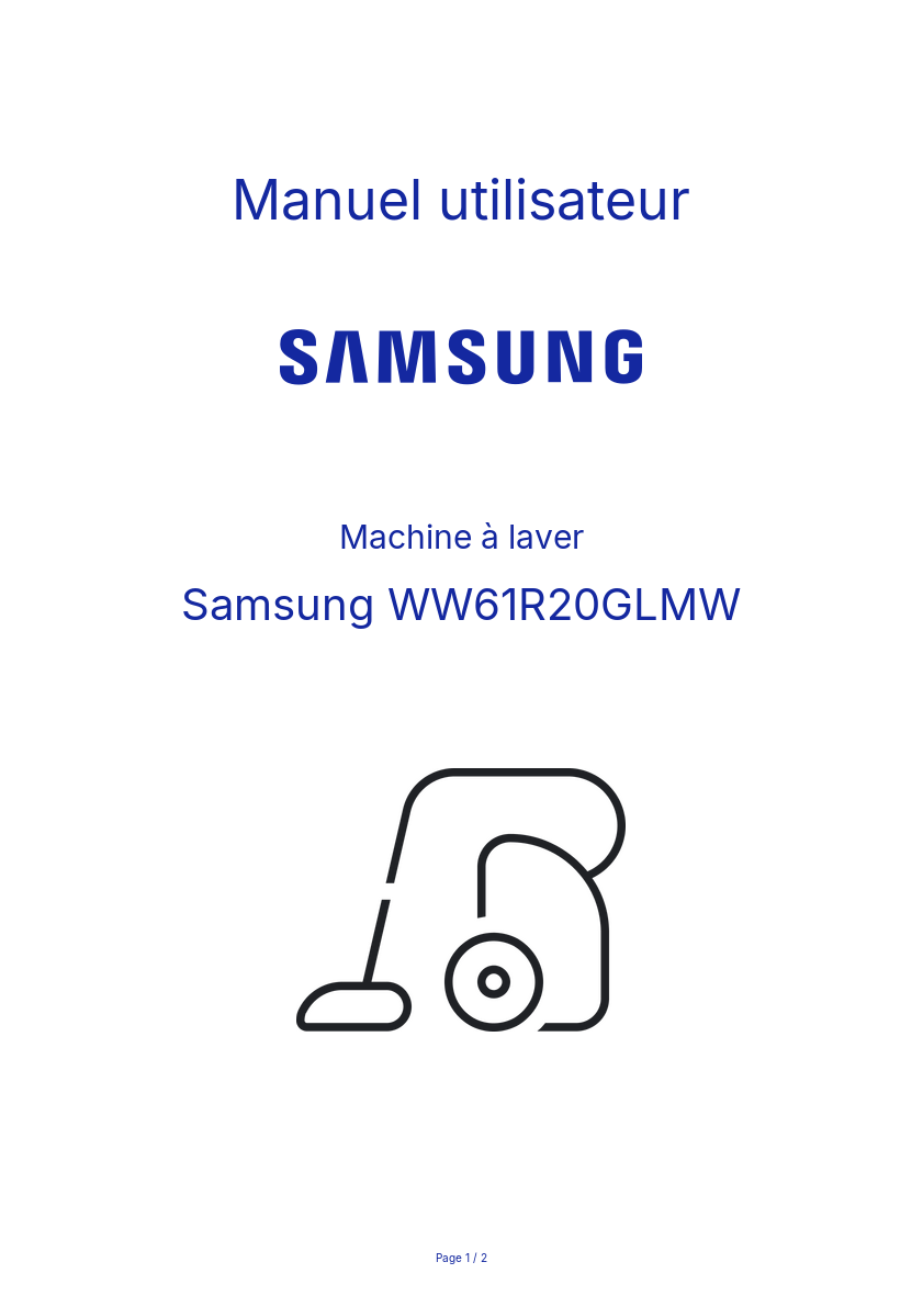 Page n°1 - Manuel utilisateur Samsung WW61R20GLMW