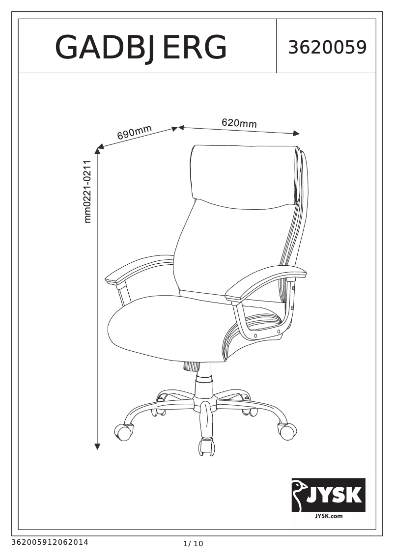 Page 1 de la notice Manuel utilisateur JYSK Gadbjerg