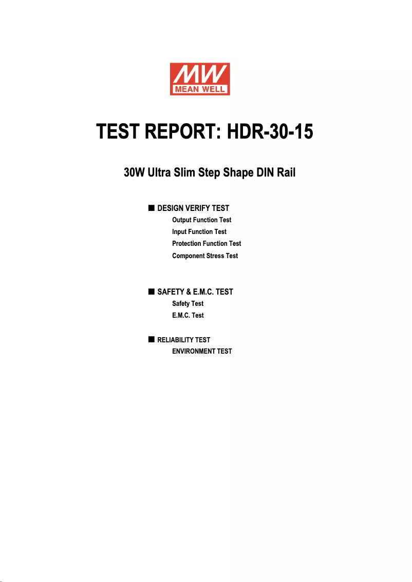 Page 1 de la notice Manuel utilisateur Mean Well HDR-30-15