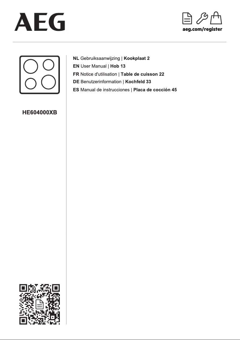 Página 1 del manual Manual de usuario AEG HE604000XB