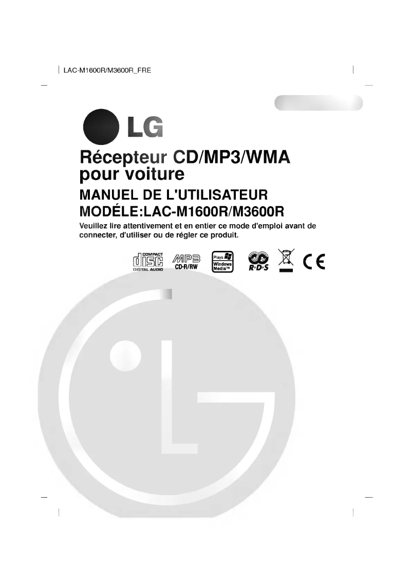 Page 1 de la notice Manuel utilisateur LG LAC-M3600R