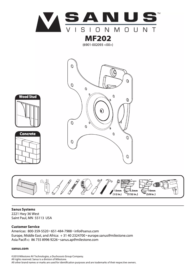 Image de la première page du manuel de l'appareil VisionMount MF202