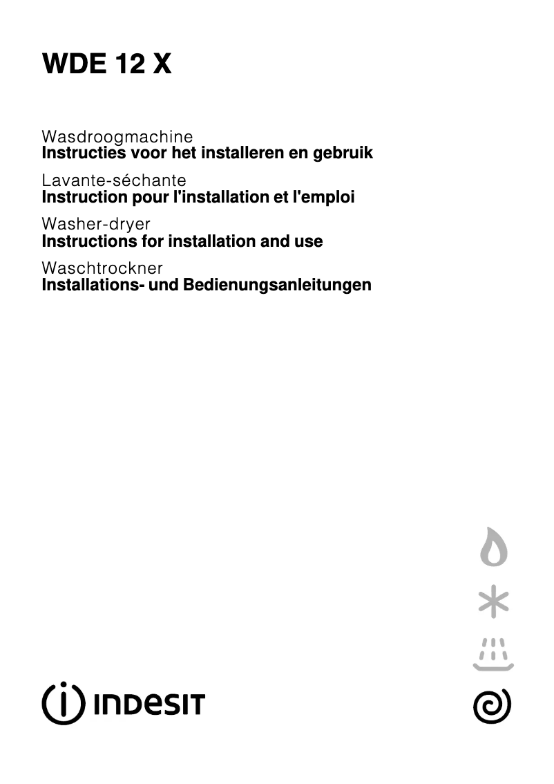 Página 1 del manual Manual de usuario Indesit WDE 12 X (NL)