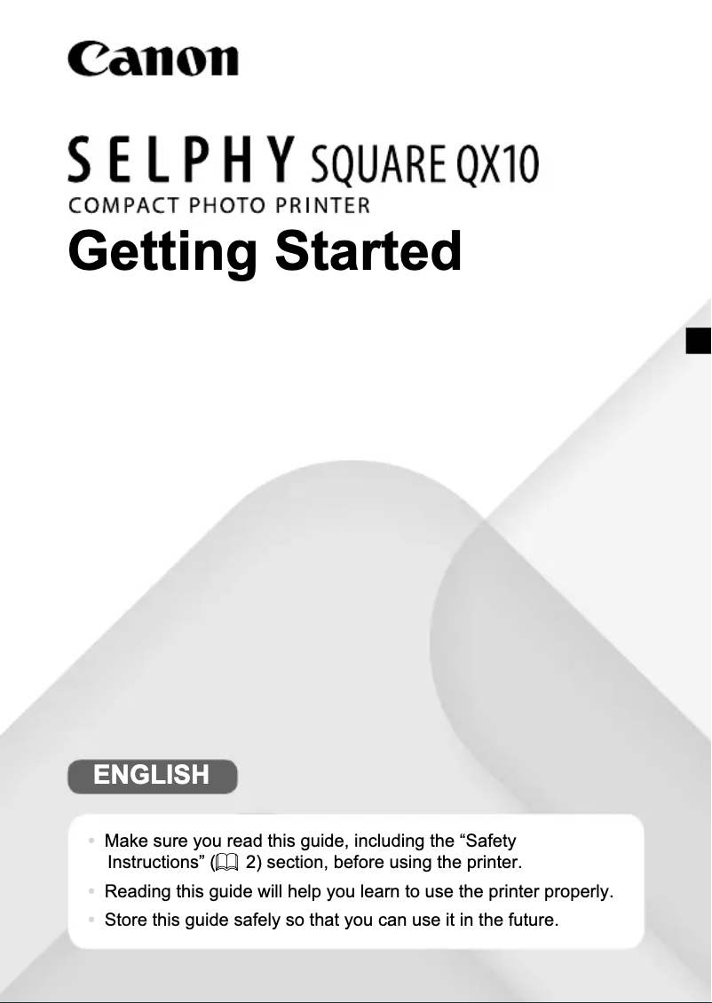 Page n°1 - Guide de démarrage rapide Canon SELPHY Square QX10
