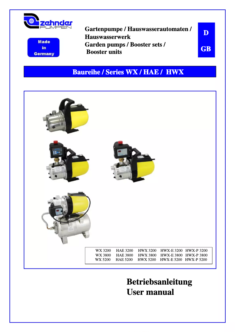 Imagen de la primera página del manual del dispositivo WX 5200