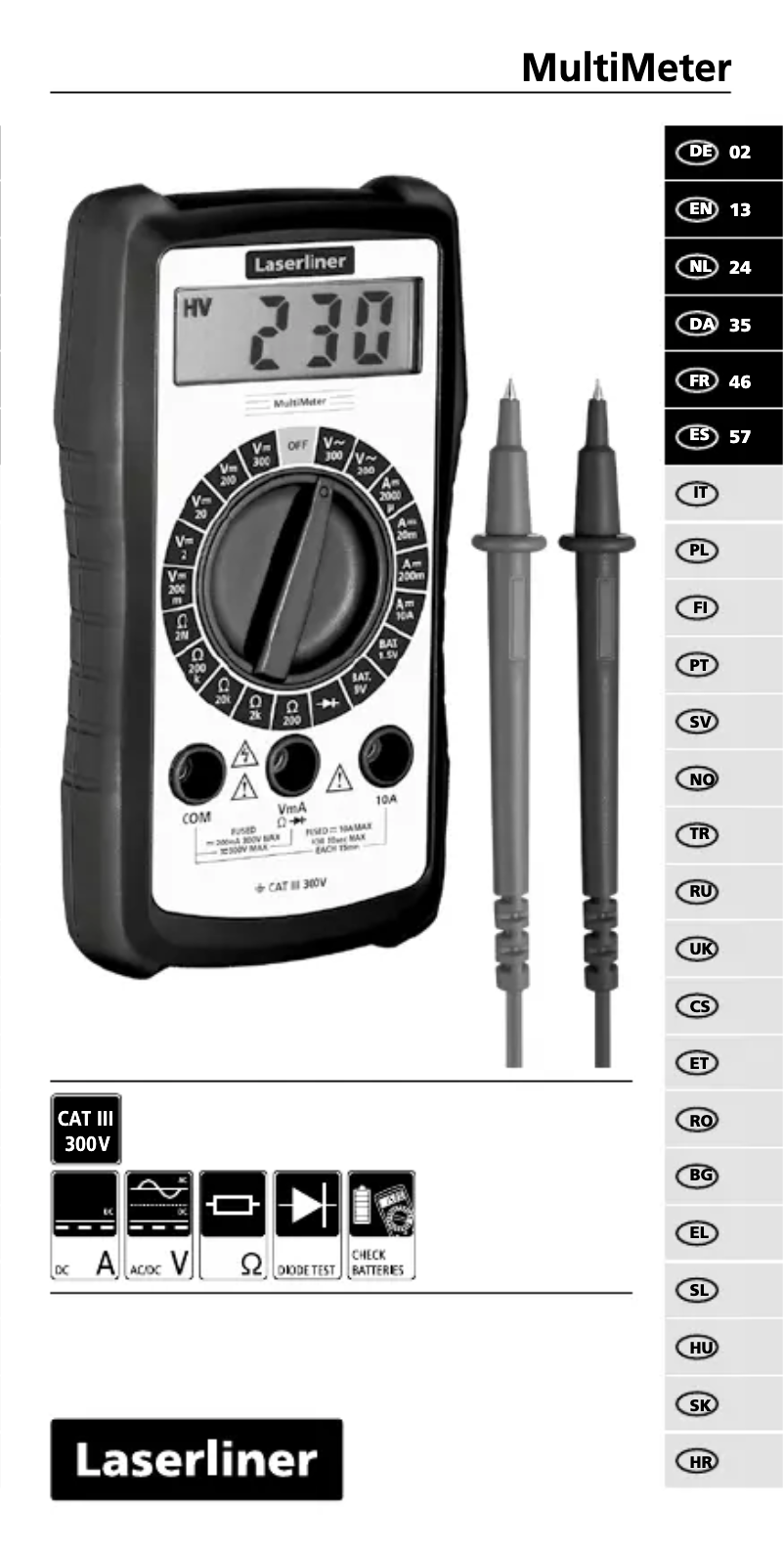 Page 1 de la notice Manuel utilisateur Laserliner MultiMeter