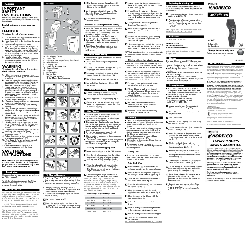 Page 1 de la notice Manuel utilisateur Philips Hairclipper 5100