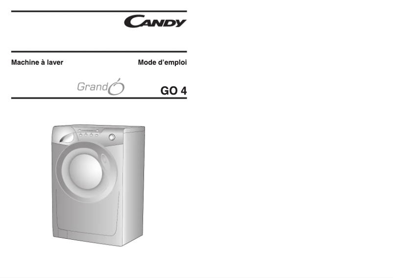 Page 1 de la notice Manuel utilisateur Candy GO4 107-47