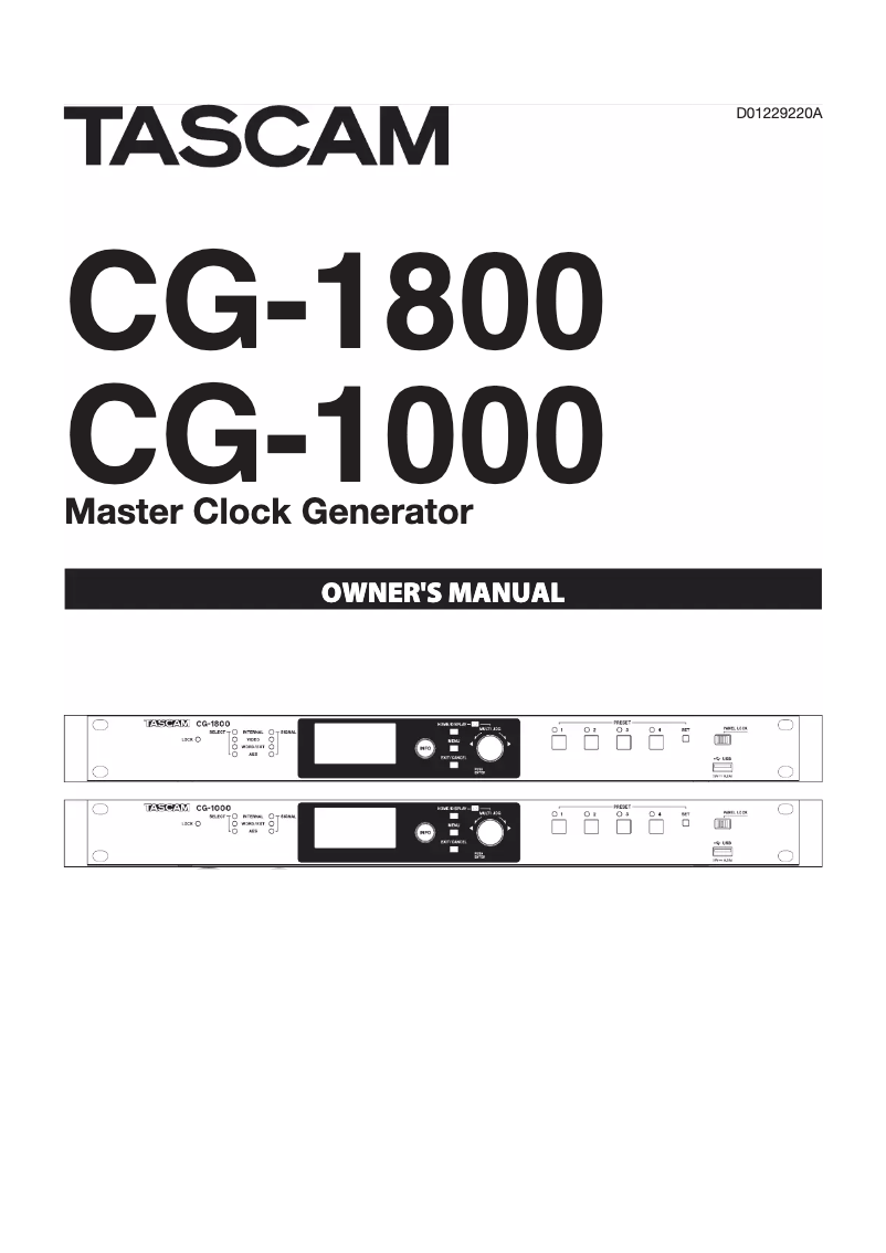 Image de la première page du manuel de l'appareil CG-1800
