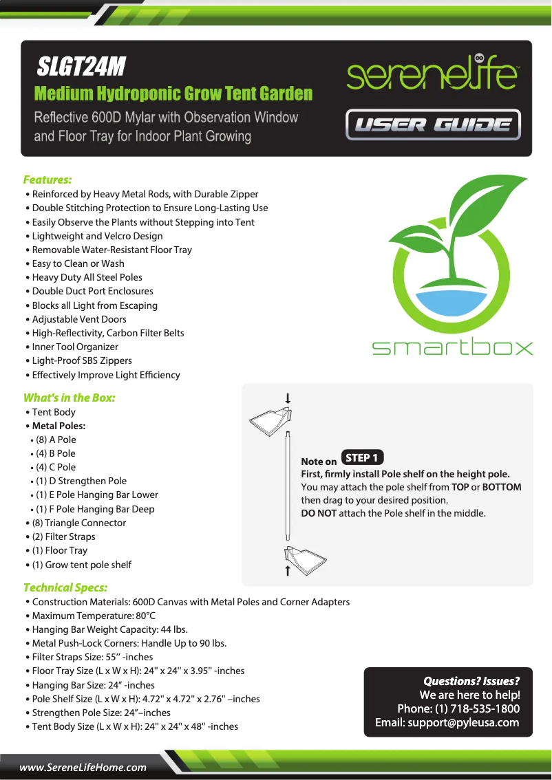 Page 1 de la notice Manuel utilisateur SereneLife SLGT24M