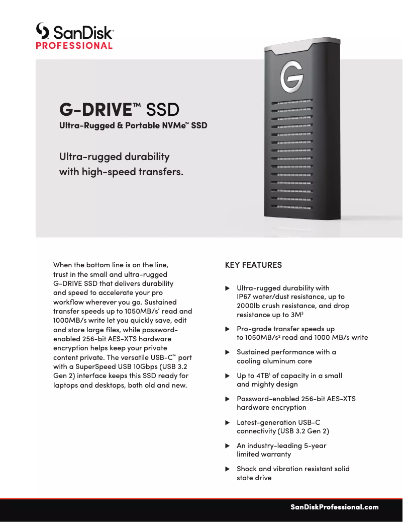 Image de la première page du manuel de l'appareil G-DRIVE PRO SSD