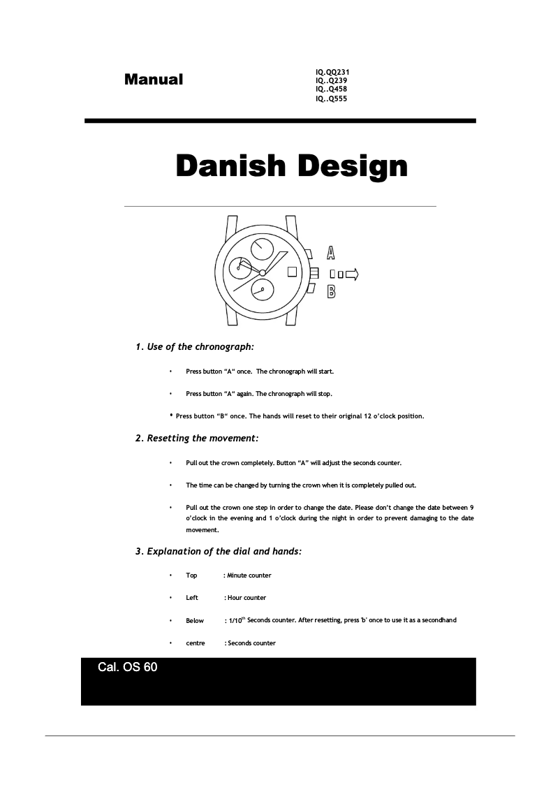 Page 1 de la notice Manuel utilisateur Danish Design Q766