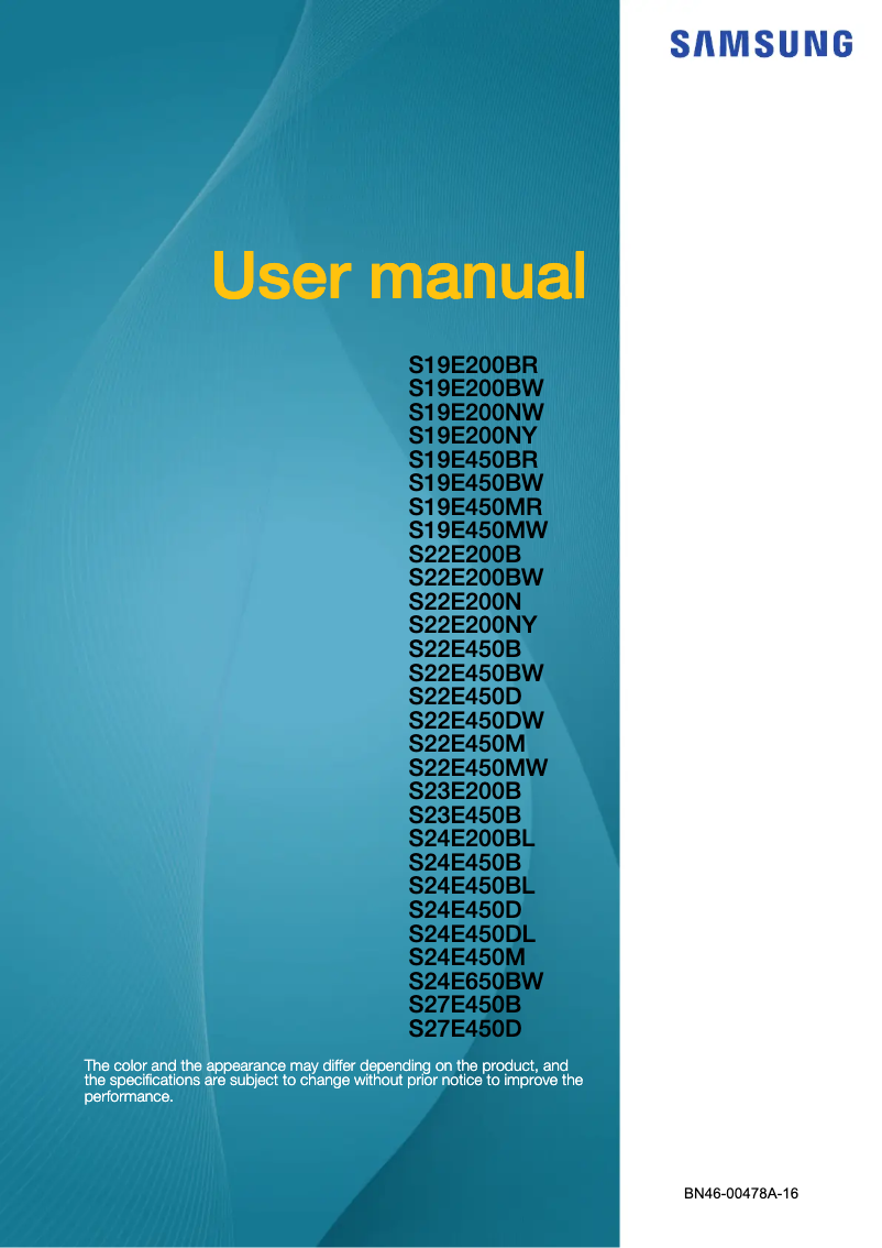 Page 1 de la notice Manuel utilisateur Samsung S19E200BR