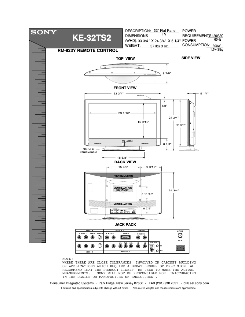 Page 1 de la notice Manuel utilisateur Sony Wega KE-32TS2