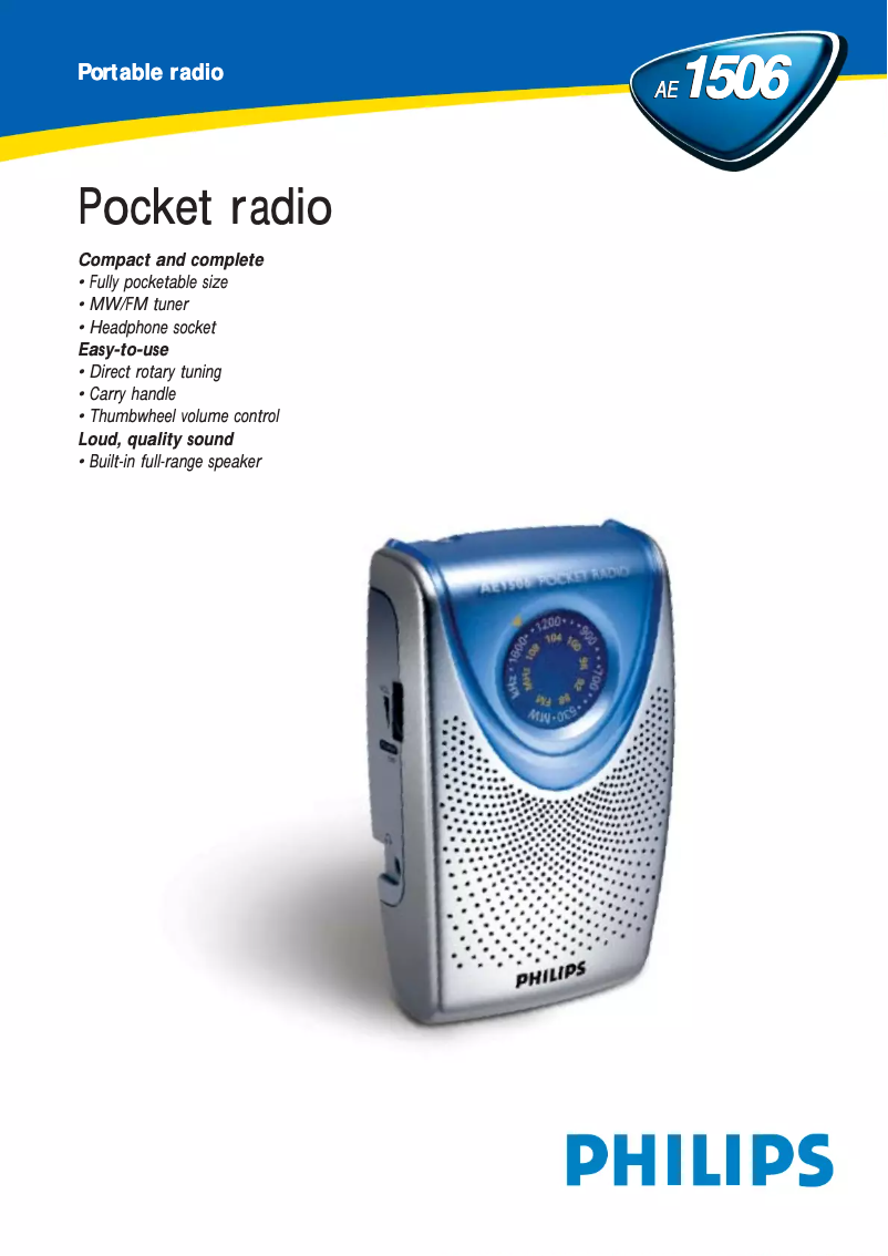 Page 1 de la notice Fiche technique Philips AE1506