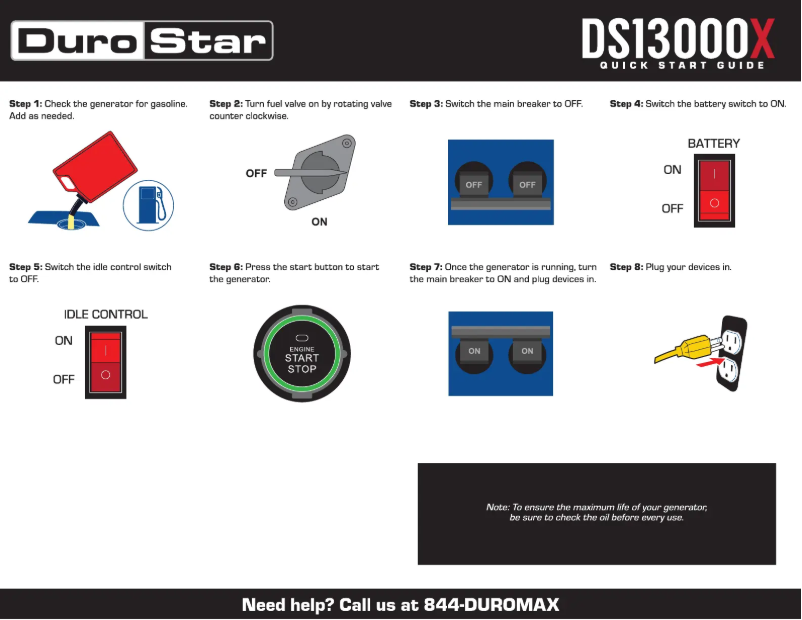 Page 1 de la notice Guide de démarrage rapide DuroStar DS13000X
