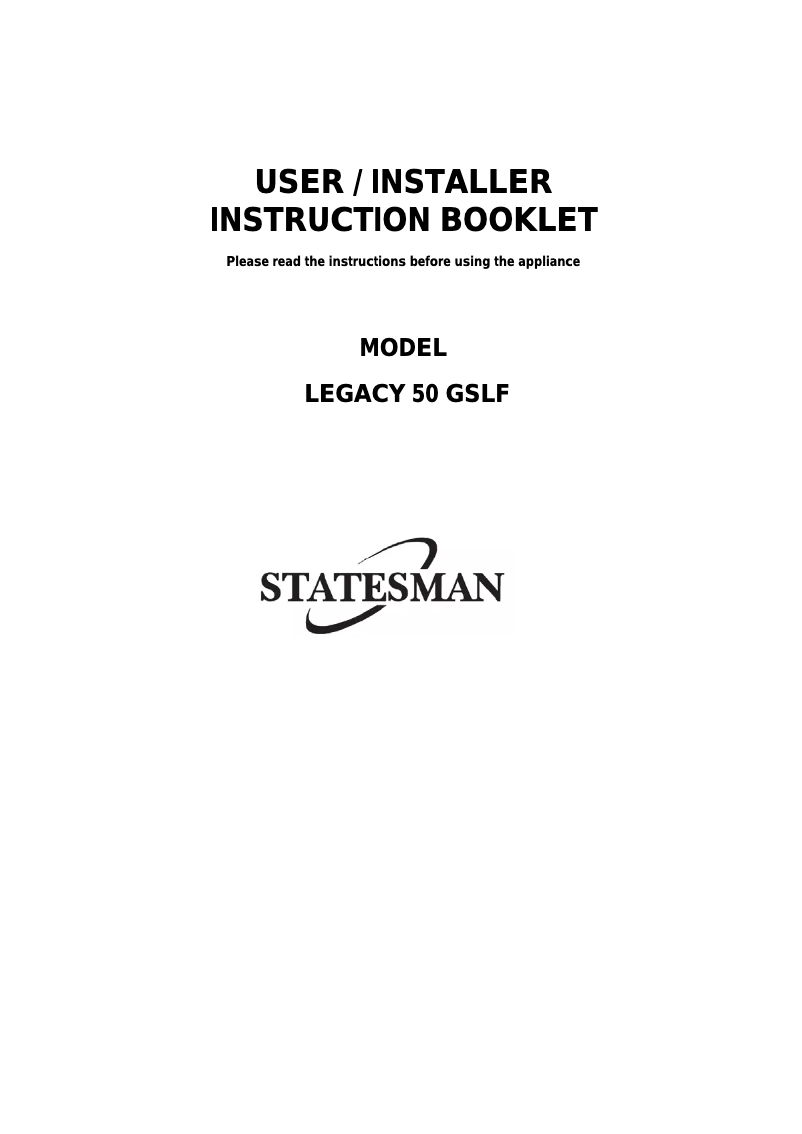Page 1 of the manual User Manual Statesman LEGACY50GSLF