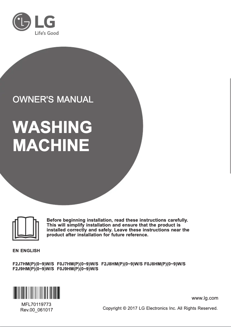 Page 1 de la notice Manuel utilisateur LG F2J7HMP8S