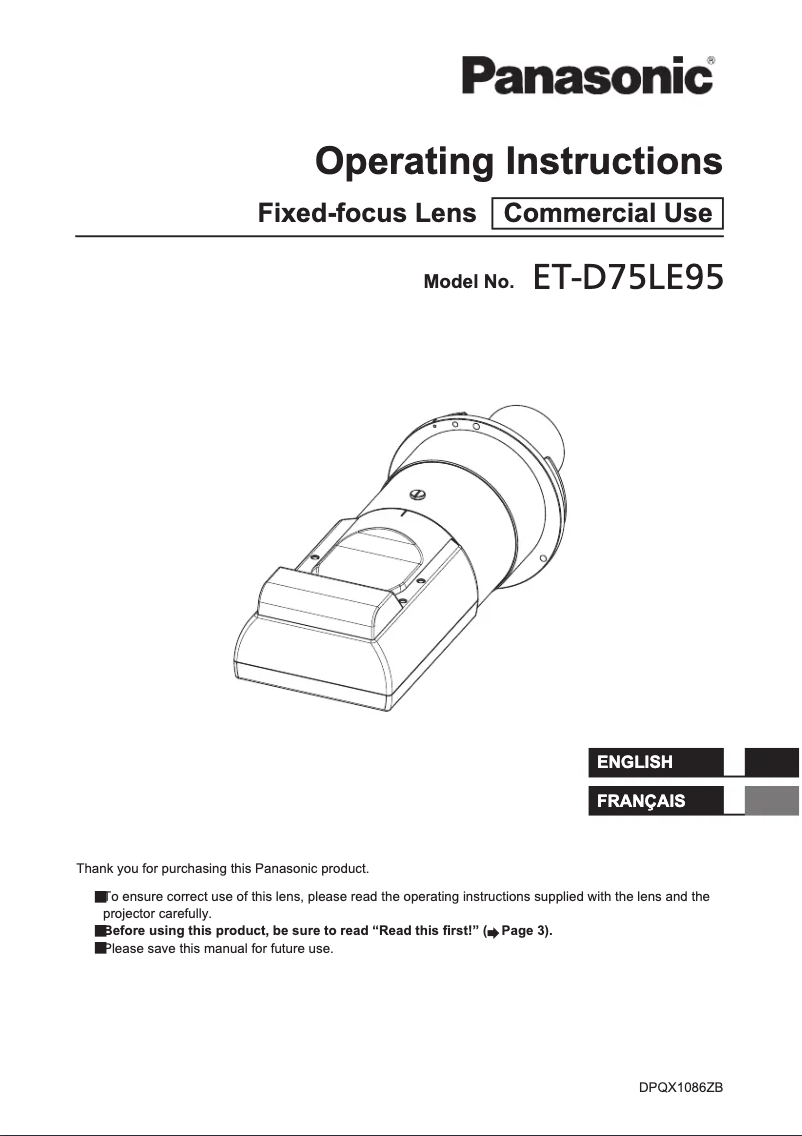 Page 1 de la notice Manuel utilisateur Panasonic ET-D75LE95