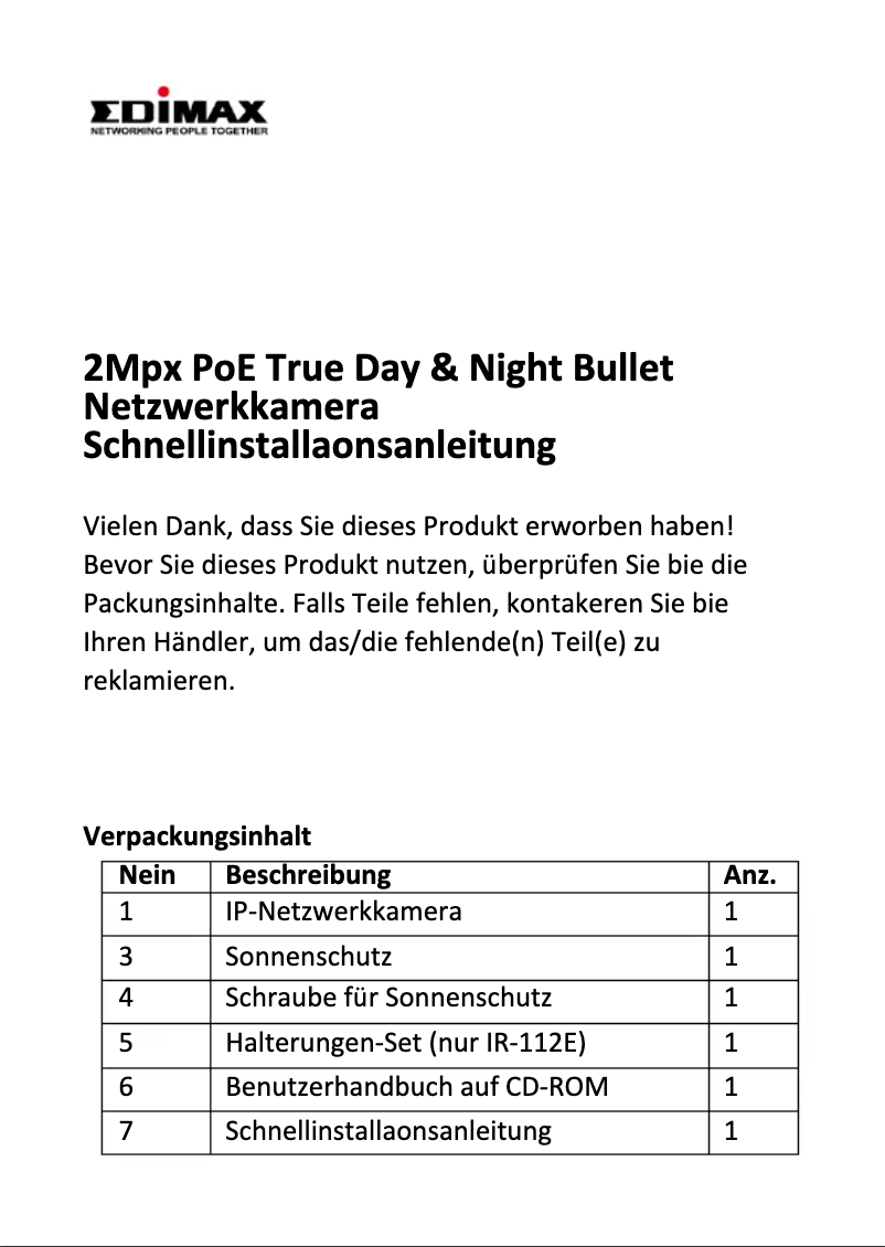 Page n°1 - Manuel utilisateur Edimax IR-112E