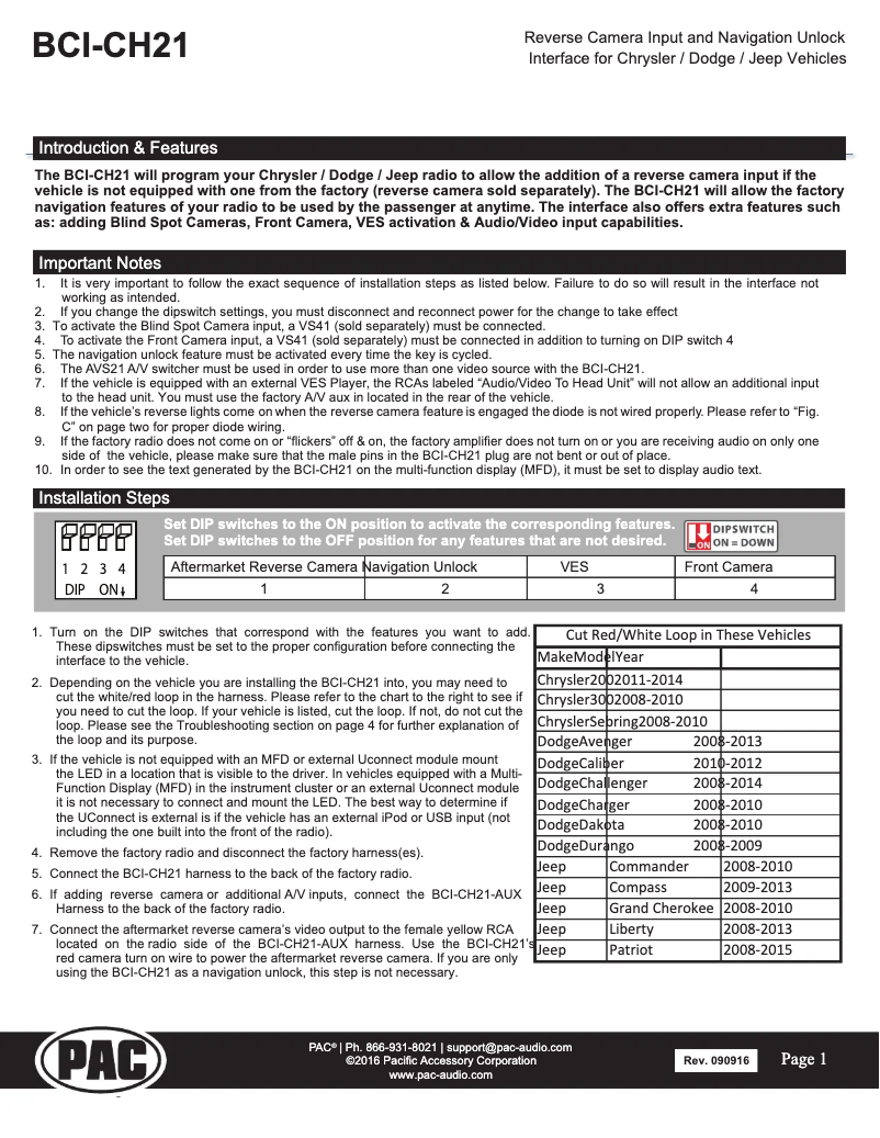 Page n°1 - Manuel utilisateur PAC BCI-CH21
