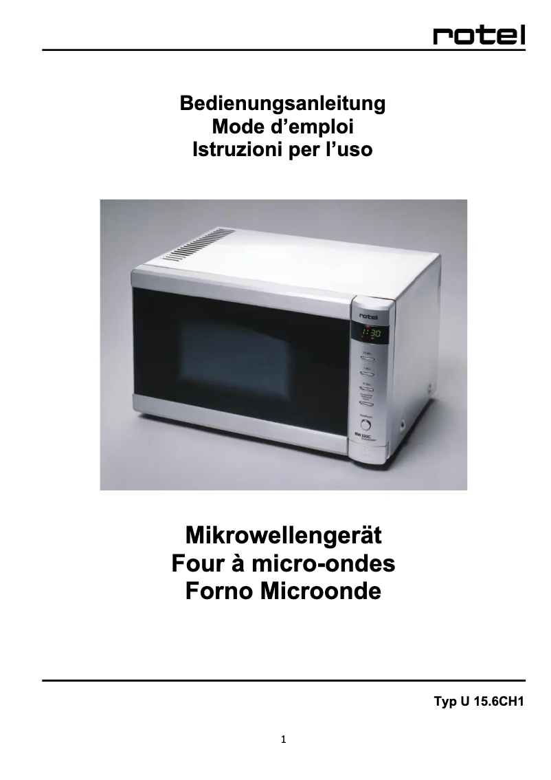 Page n°1 - Manuel utilisateur Rotel MW 820C