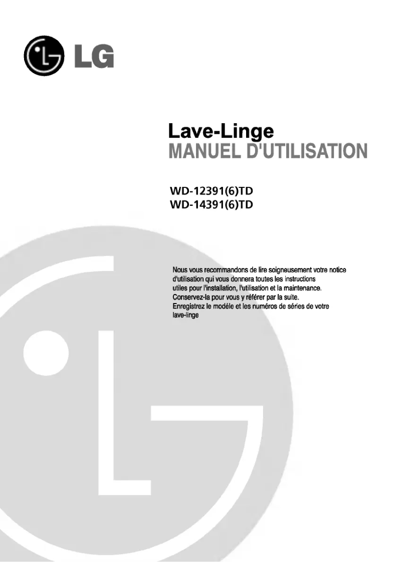 Page n°1 - Manuel utilisateur LG WD-12396TD