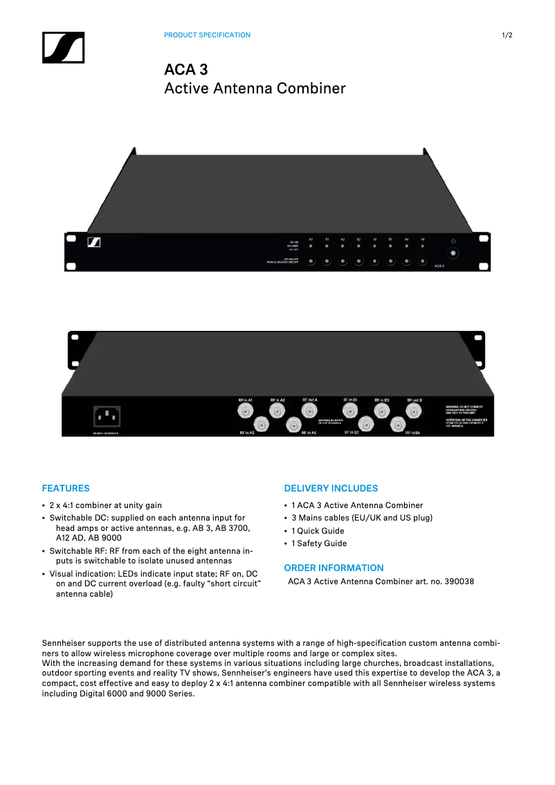 Imagen de la primera página del manual del dispositivo ACA 3