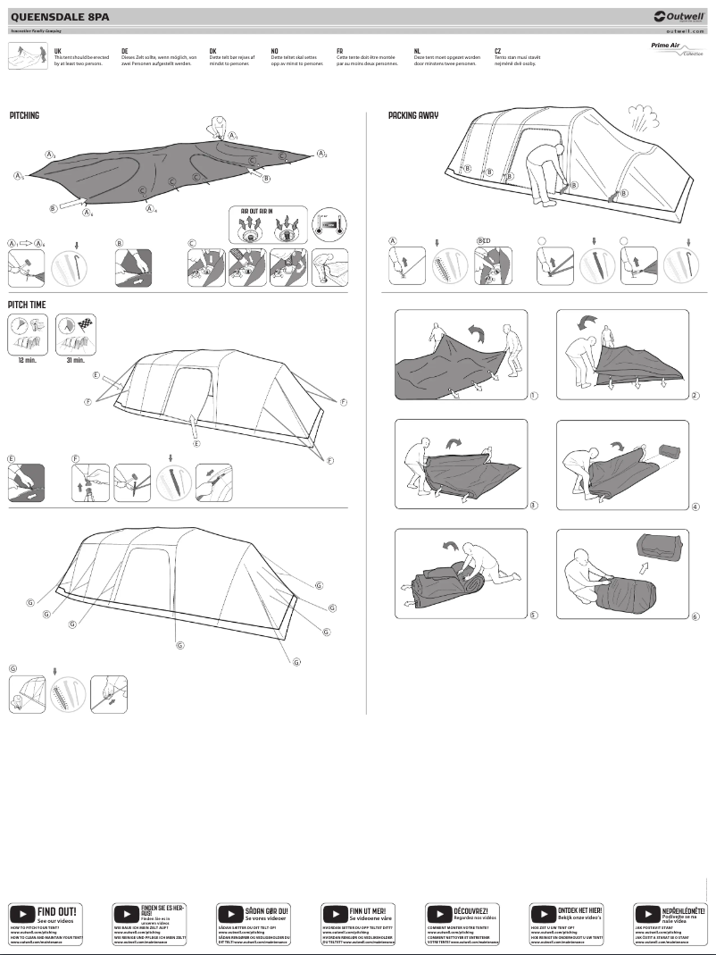 Page 1 de la notice Guide d'installation Outwell Queensdale 8PA