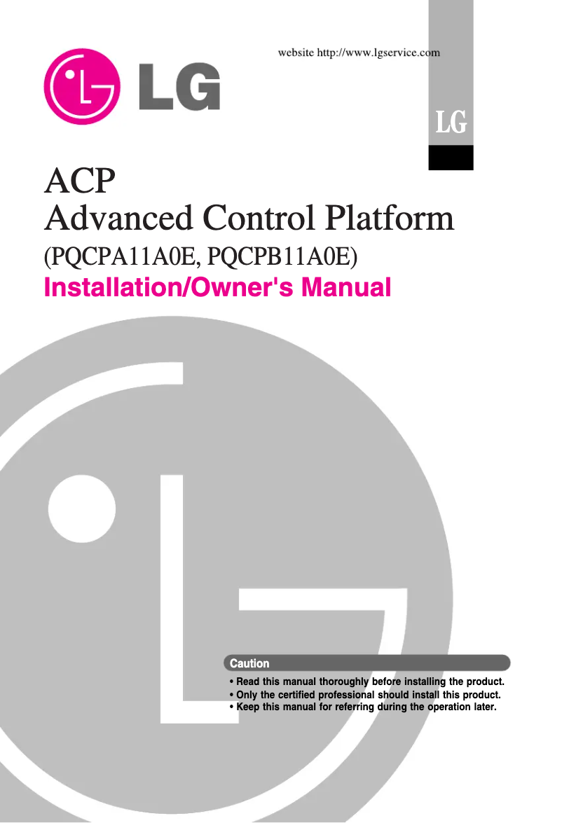 Page n°1 - Manuel utilisateur LG PQCPA11A0E