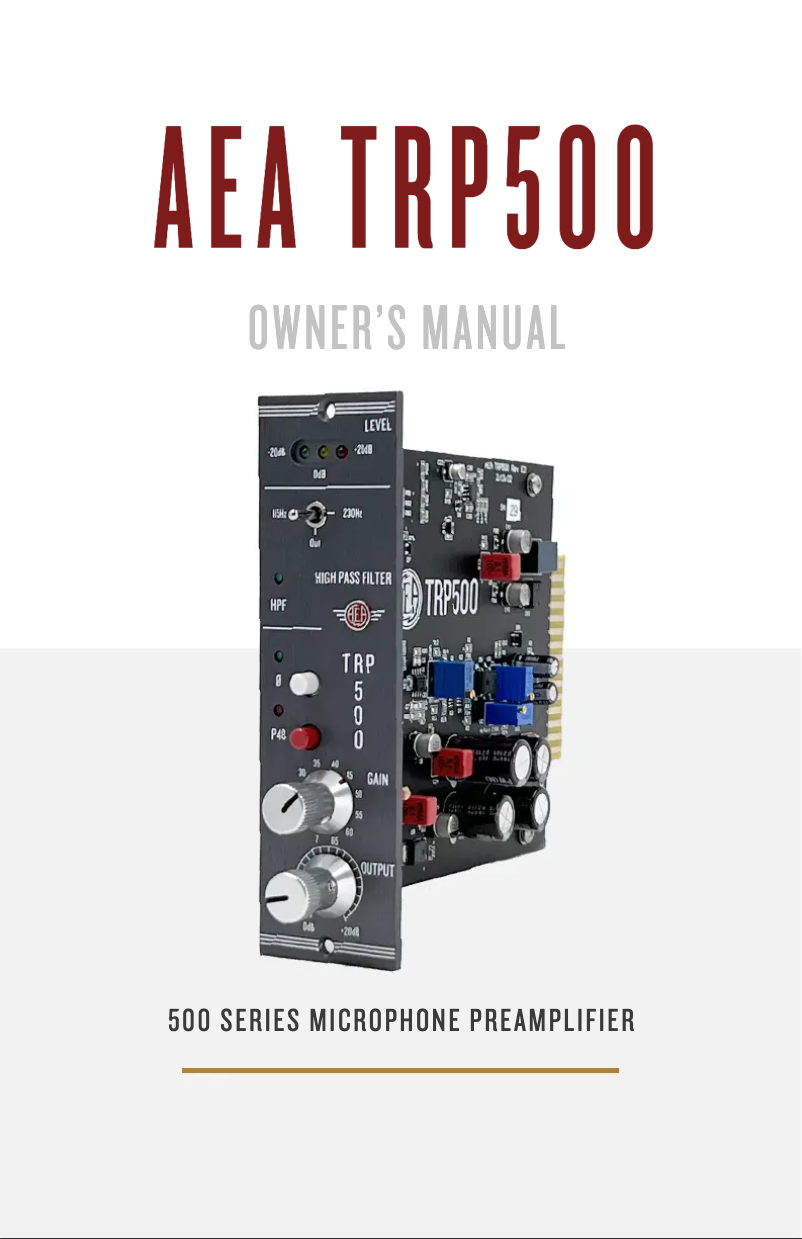 Page 1 de la notice Manuel utilisateur AEA TRP500