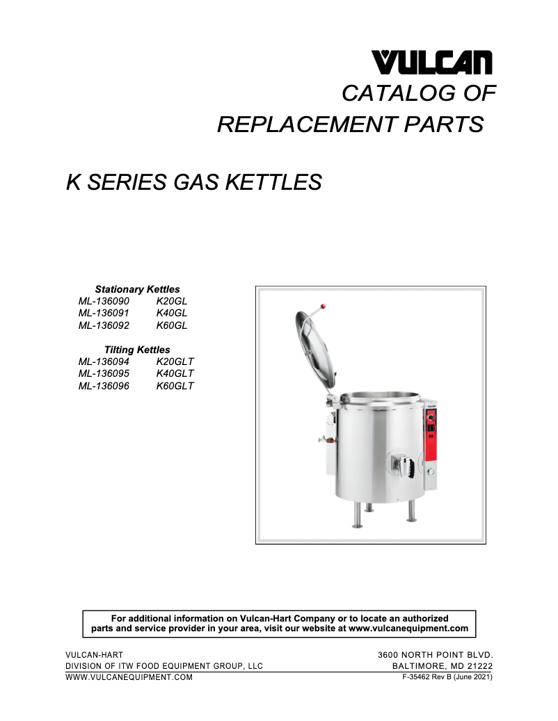Page 1 de la notice Catalogue Vulcan K60GLT