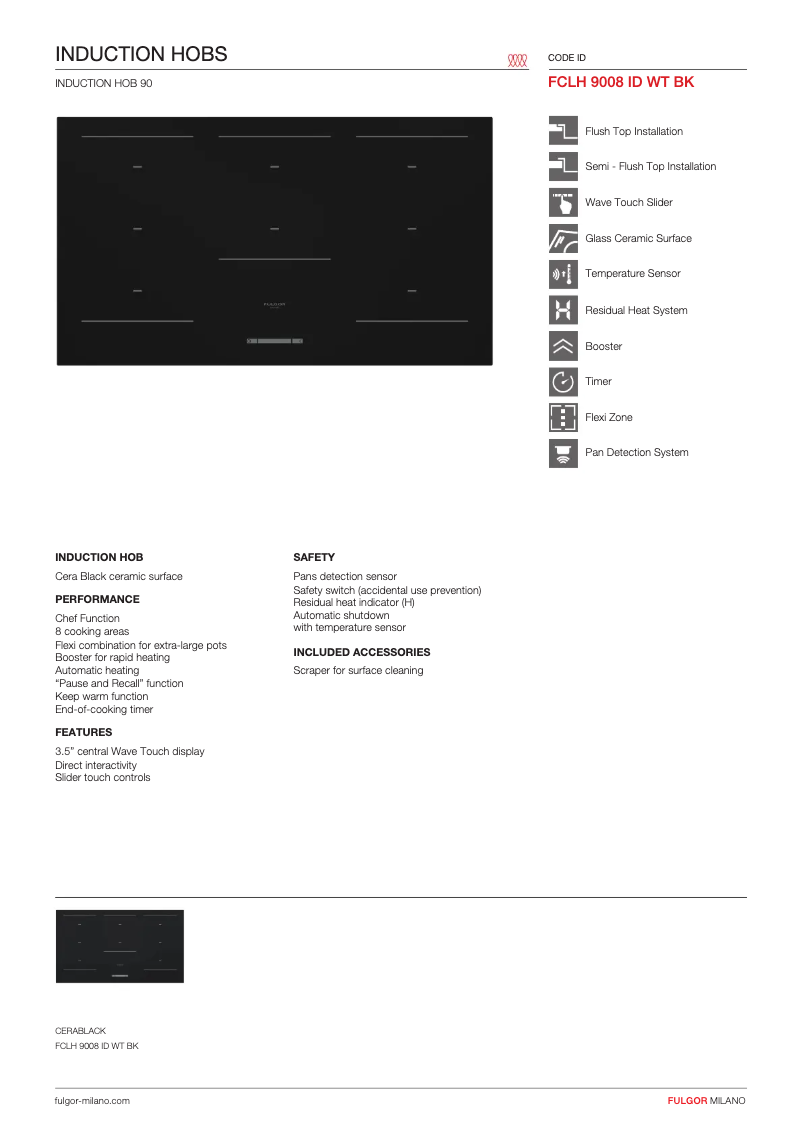 Page n°1 - Fiche technique Fulgor Milano FCLH 9008 ID WT