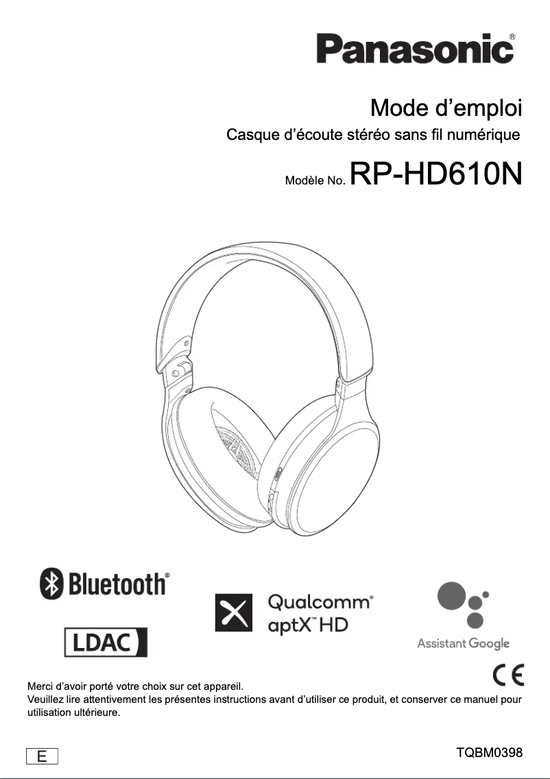 Image de la première page du manuel de l'appareil RP-HD610N