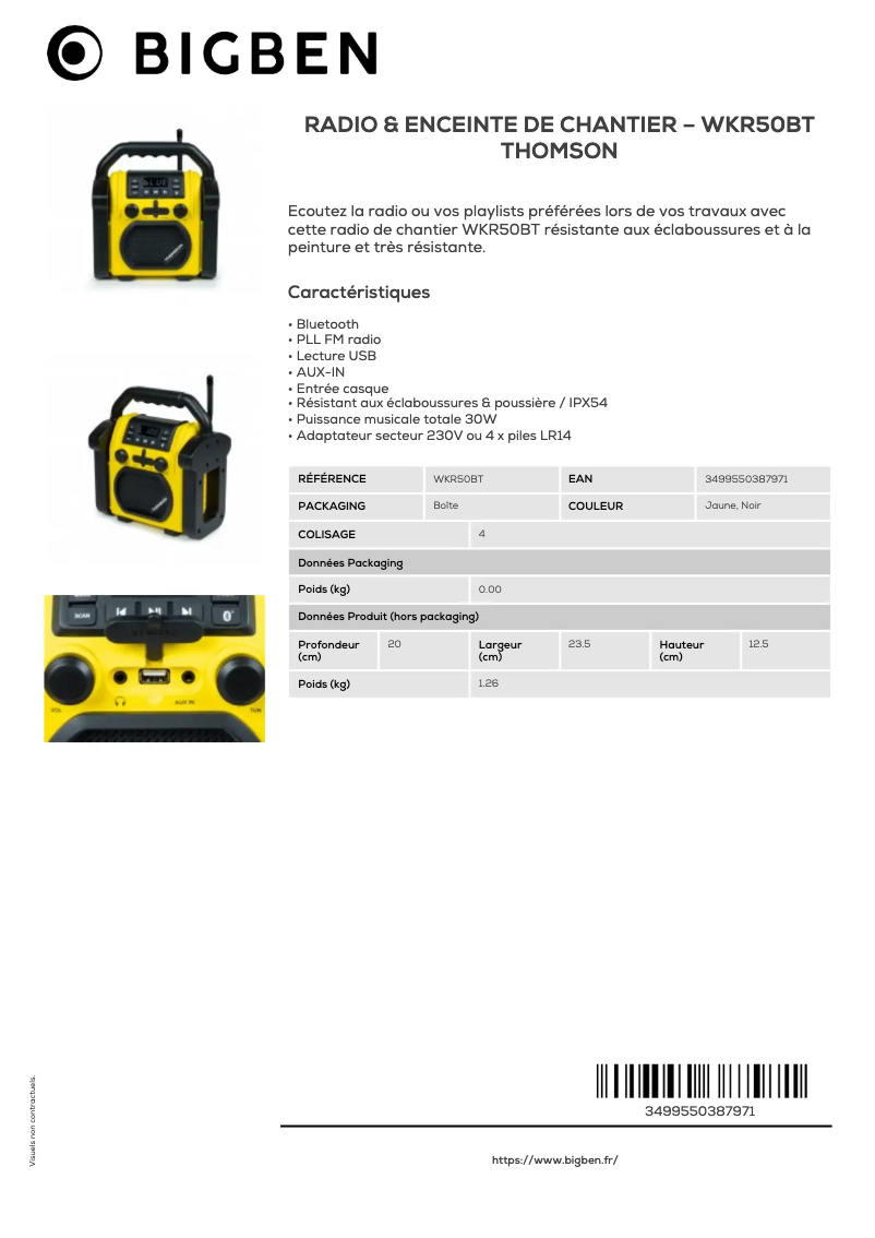 Image de la première page du manuel de l'appareil WKR50BT