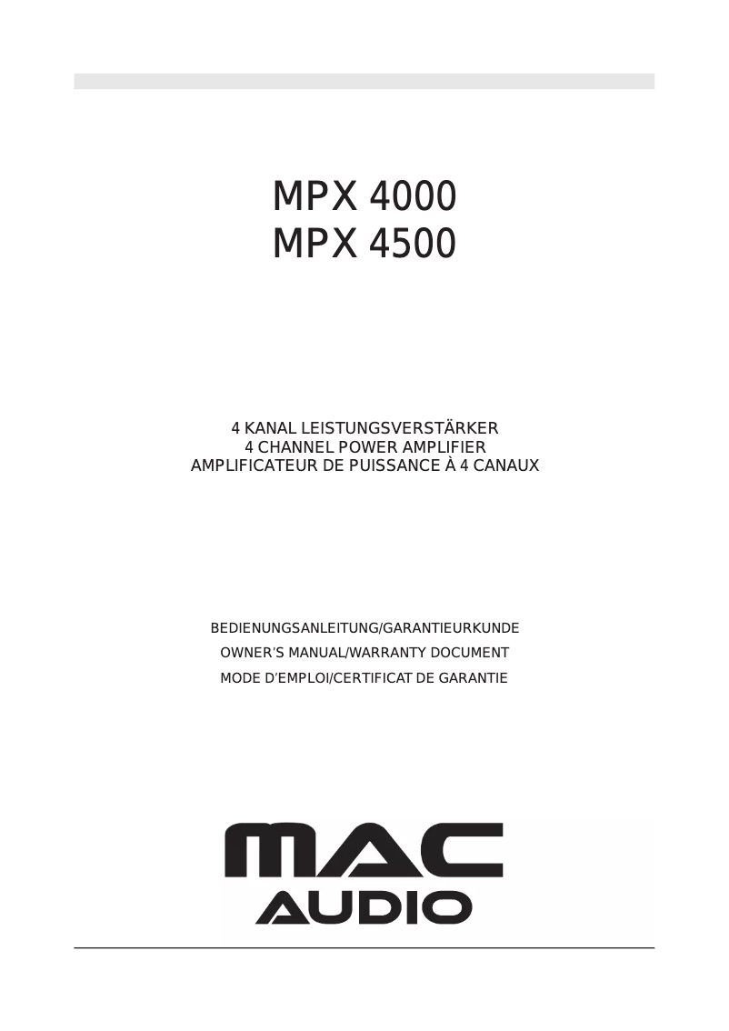 Image de la première page du manuel de l'appareil MPX 4000