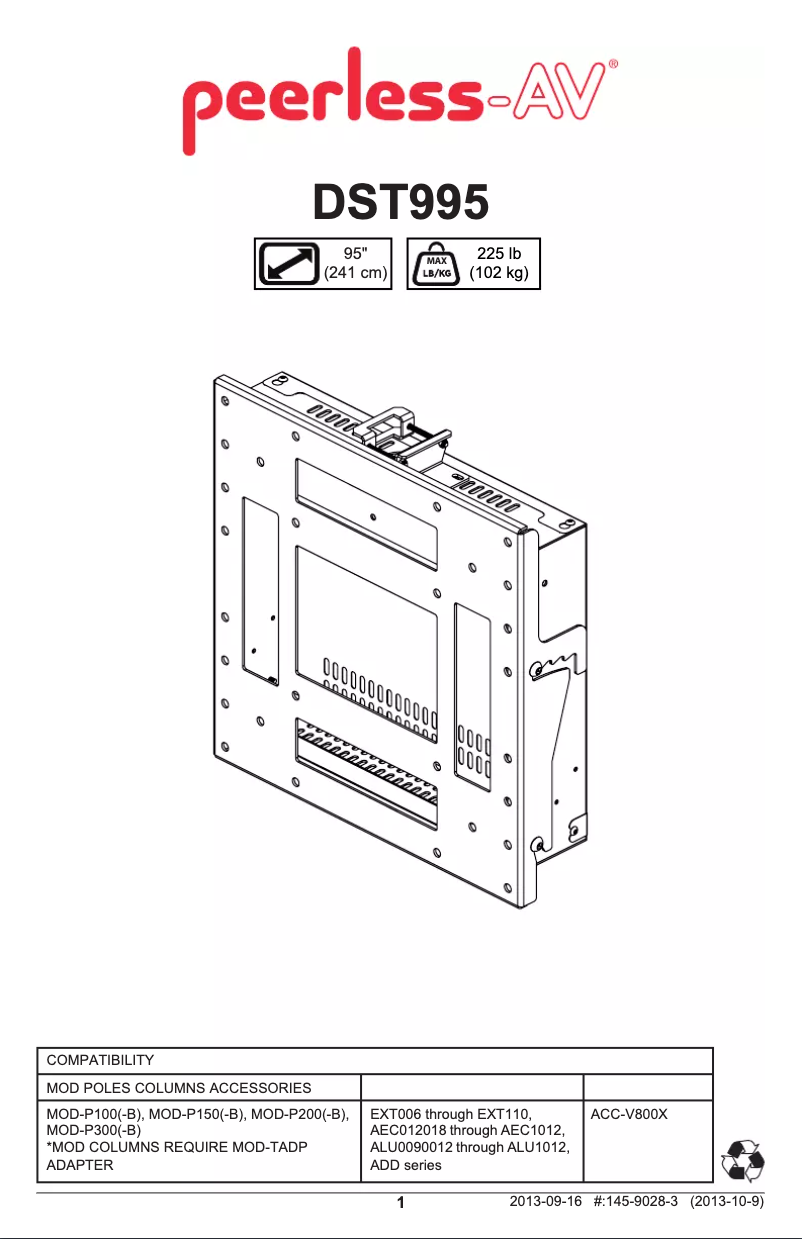 Página 1 del manual Manual de usuario Peerless-AV DST995